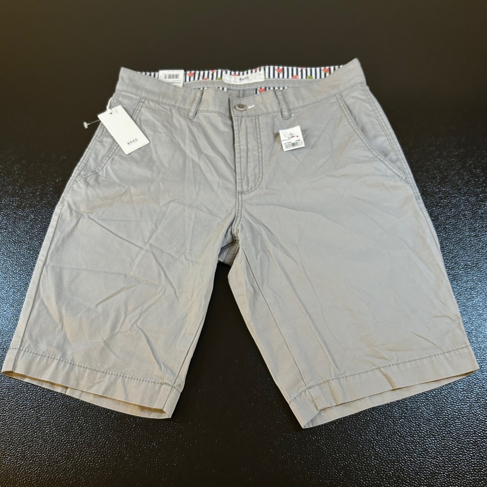 Brax Bristol Feel Good Shorts Flat Front Chino Regular Fit Gray Mens 32" NWT